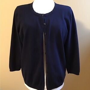Navy 3/4 Sleeve Cardigan